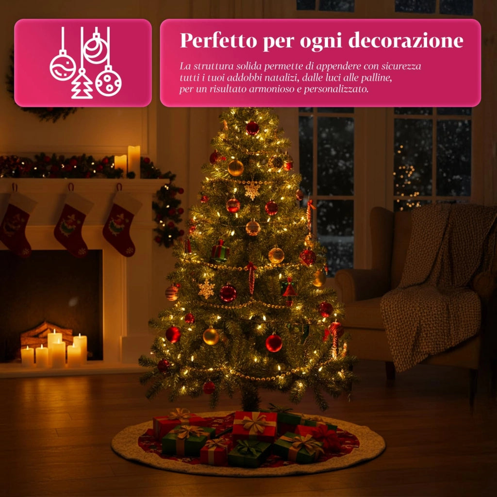Albero di Natale artificiale, altezza 210 cm, 922 rami, colore verde