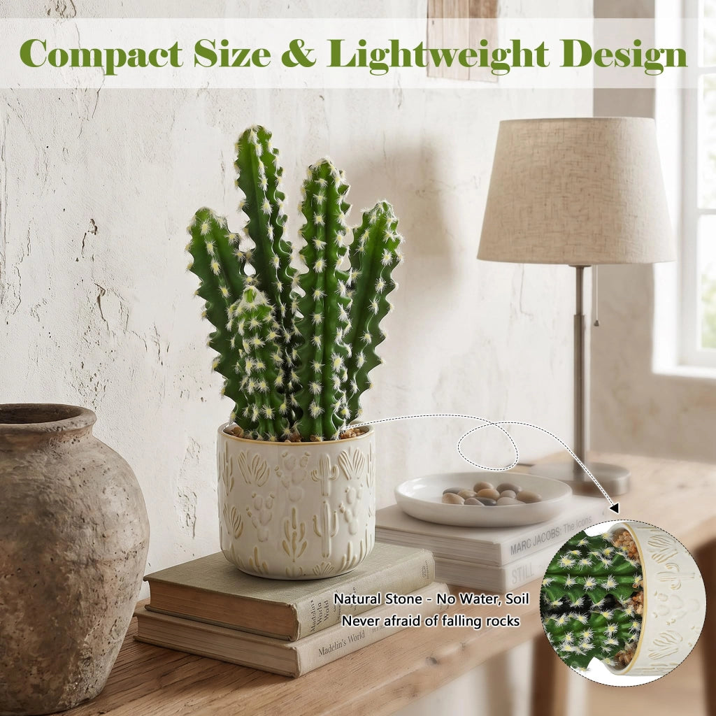 Pianta di cactus artificiale in vaso di Vetroceramica, altezza 33 cm, realizzata in plastica