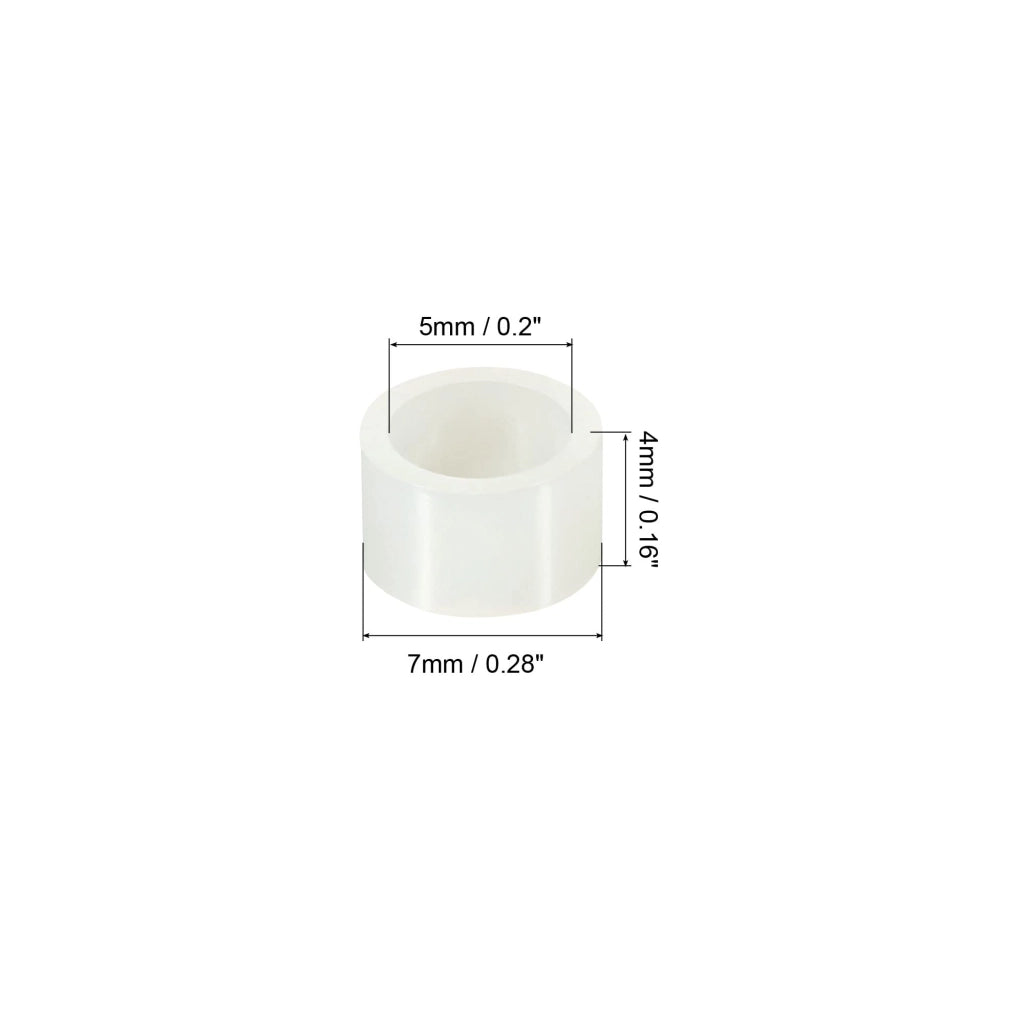 Distanziali in nylon, 200 pezzi, dimensioni 5x7x4 mm, per viti M5, colore bianco