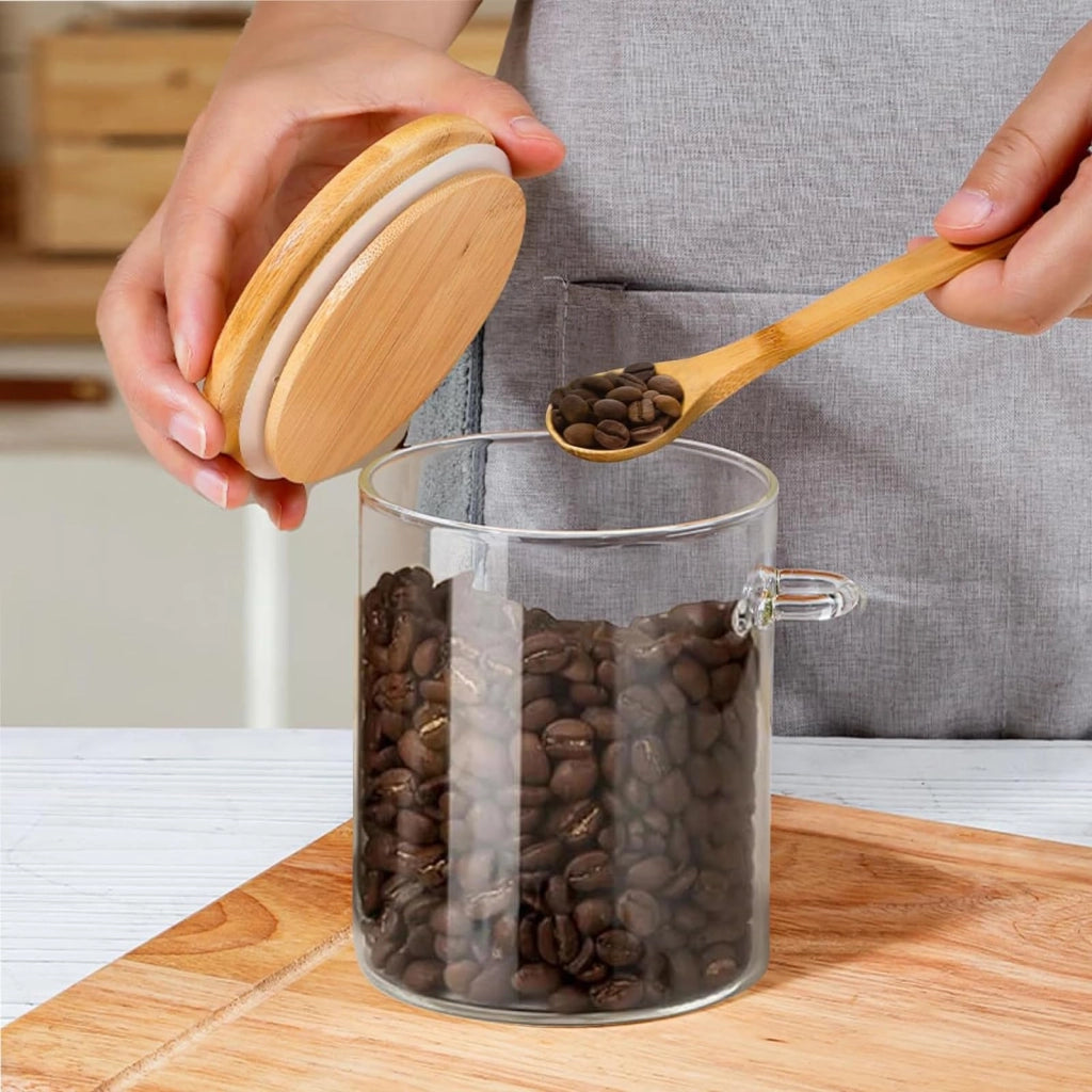 Set di 3 contenitori in vetro da 510 ml con coperchi in bambù