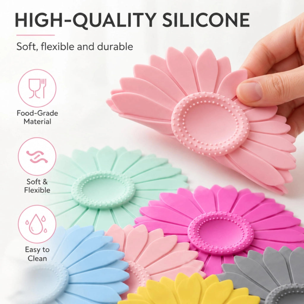 Coperchi in silicone per bicchieri, 11 cm, confezione da 6 pezzi, colorati