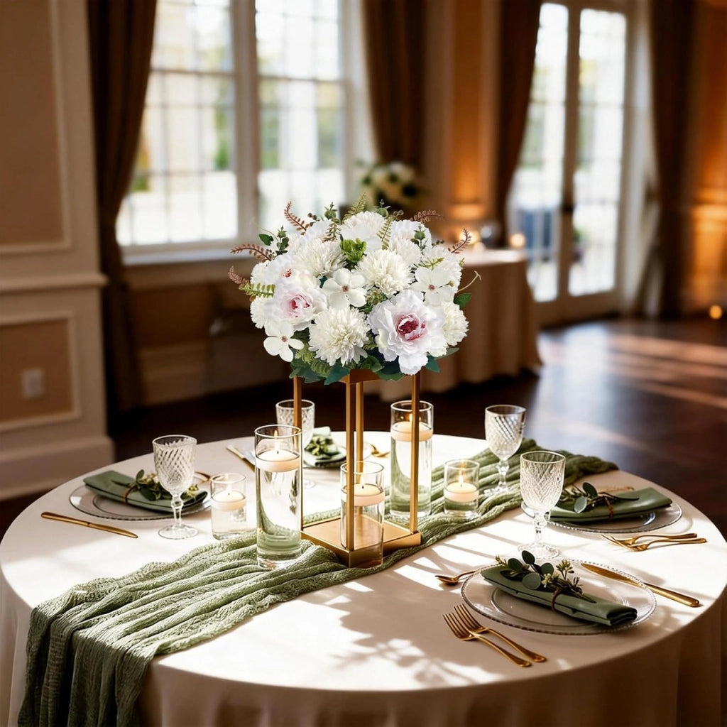 Composizione floreale artificiale con peonie e crisantemi, altezza 100 cm, confezione da 5 pezzi