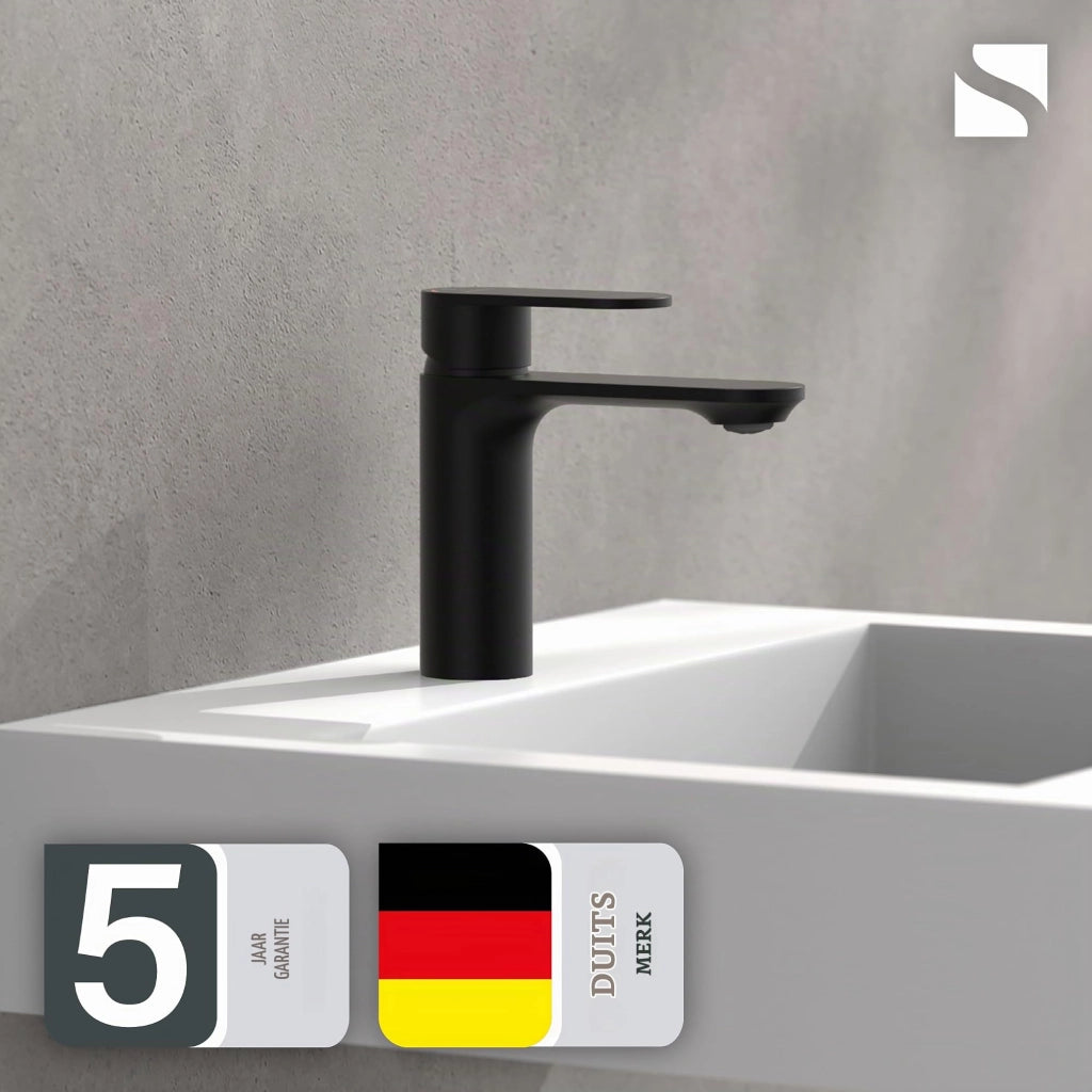 Miscelatore monocomando per lavabo Montana, finitura nera opaca, foro singolo