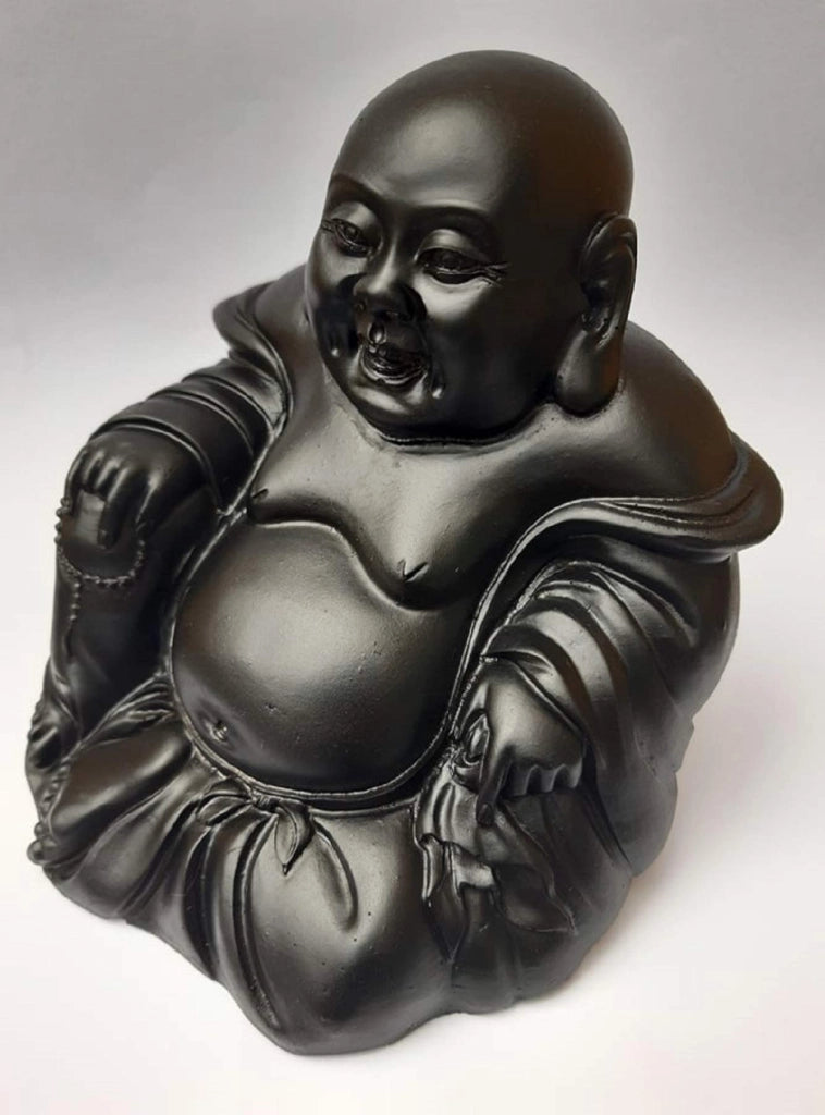 Buddha sorridente, portafortuna, dipinto a mano, resina, altezza 10,4 cm