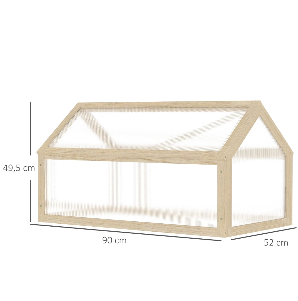 Mini serra da giardino in legno e plastica trasparente, 90 x 52 x 49,5 cm