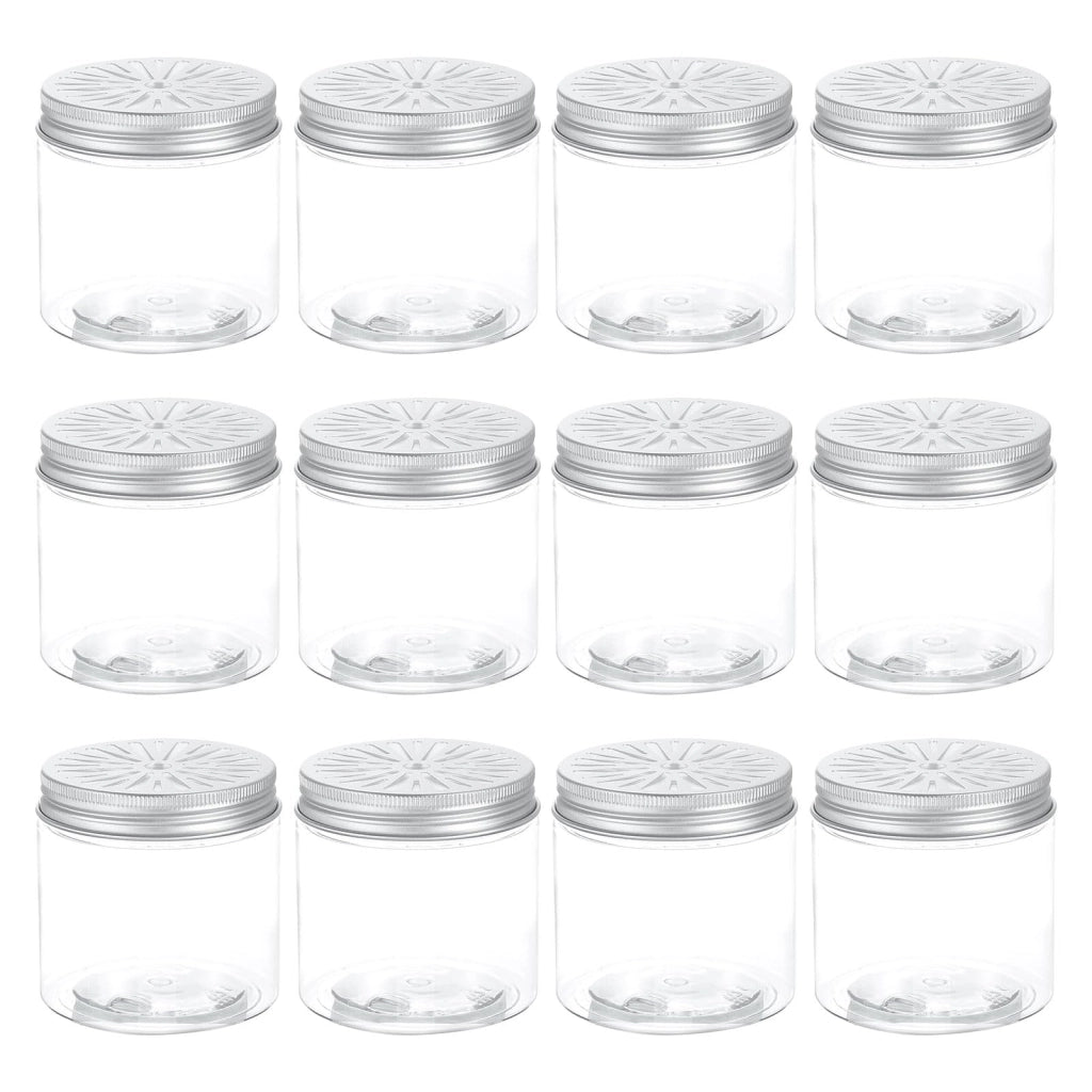 Lattine in alluminio con coperchio forato, capacità 200 ml, confezione da 12 pezzi, colore argento