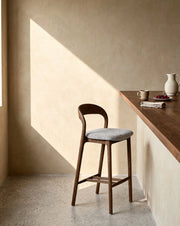 Sgabello da bar in legno massello di frassino noce