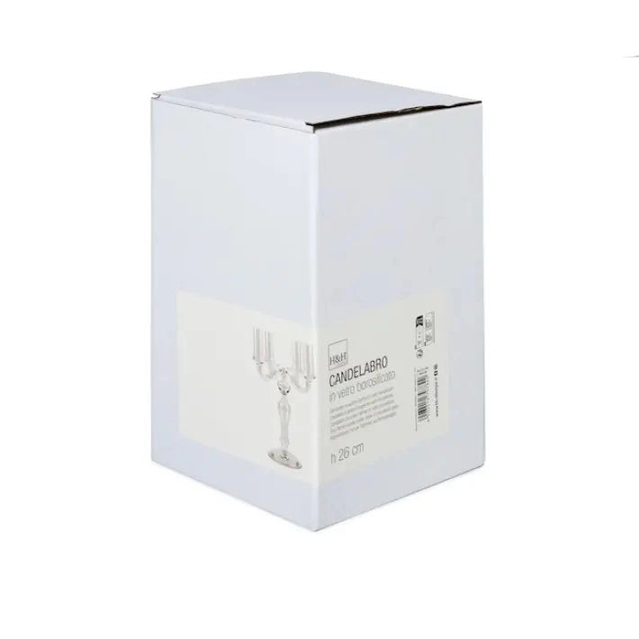 Candeliere in vetro trasparente a 4 fiamme h 26.5 cm