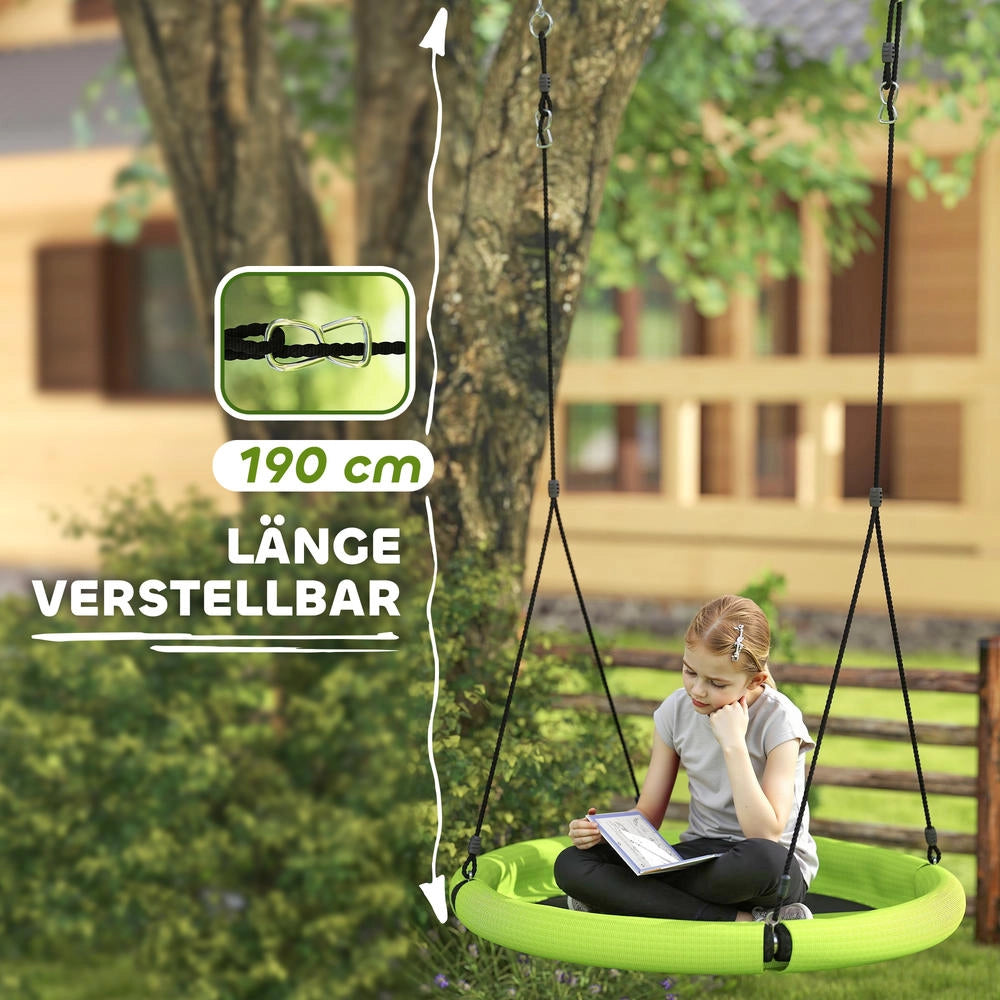 Altalena a nido rotonda per giardino, seduta in texteline regolabile in altezza, robusta, portata 150 kg, verde