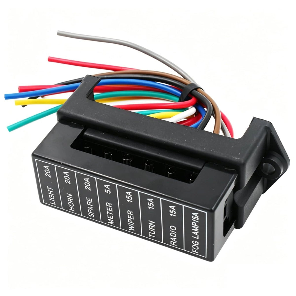 Pannello di fusibili a 8 vie, tipo ATC/ATO, con cablaggio, da 1 a 40A, 32V DC