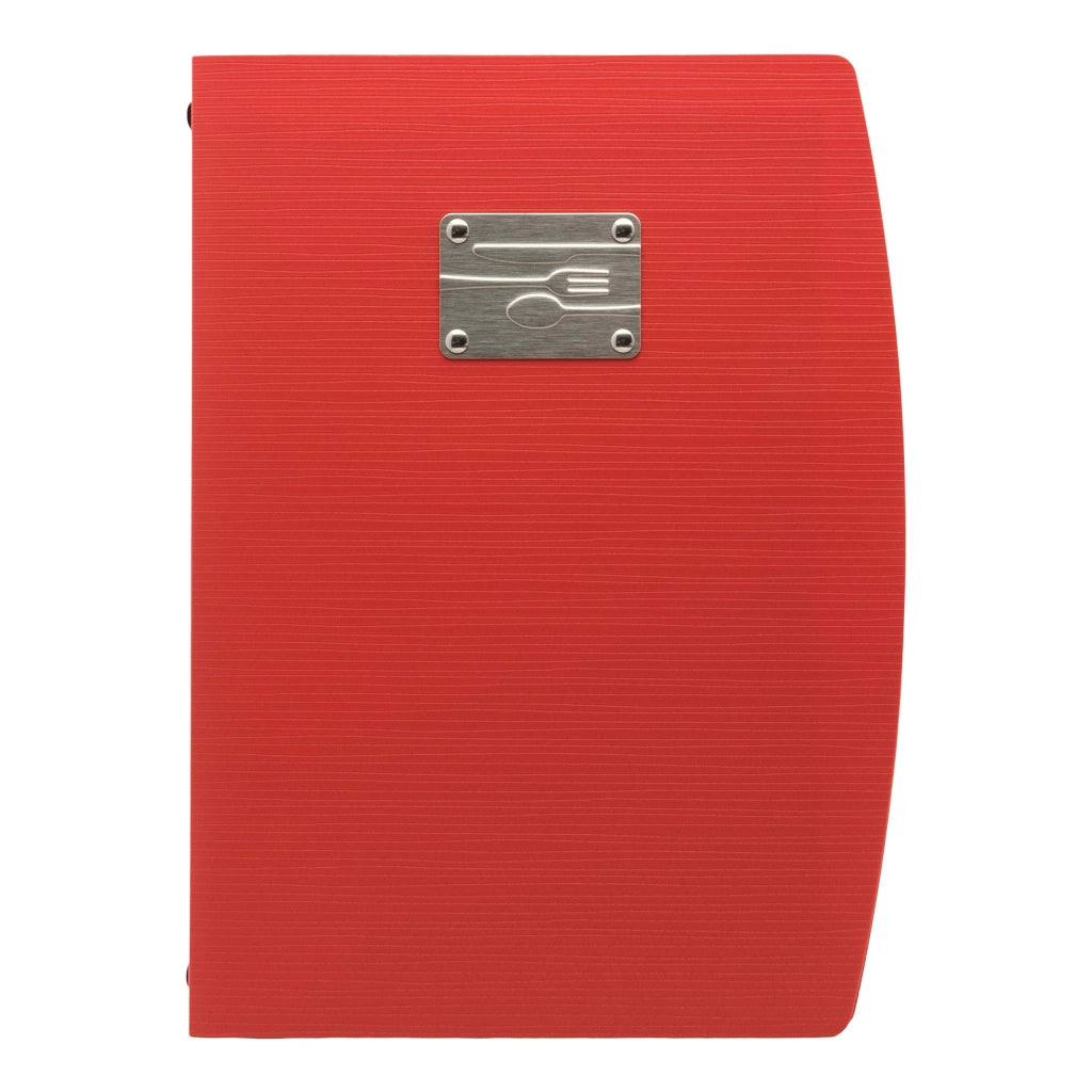 Porta menu A4, rosso, con vano anteriore per posate e doppio vano interno