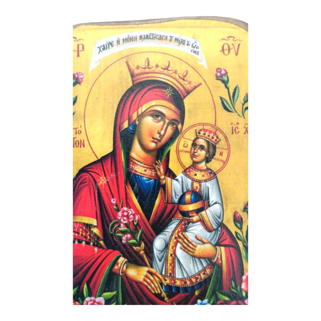 Icona in legno della Vergine Maria, "Rosa Immortale", 9x7 cm