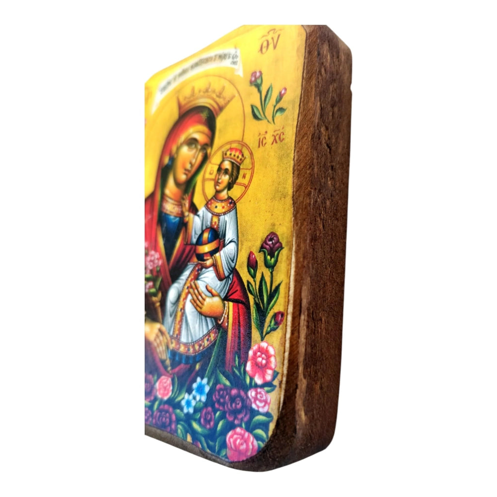 Icona in legno della Vergine Maria, "Rosa Immortale", 9x7 cm