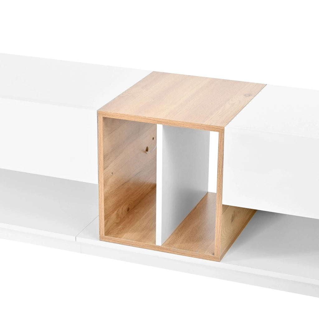 Mobile TV bianco lucido 190 cm con illuminazione regolabile