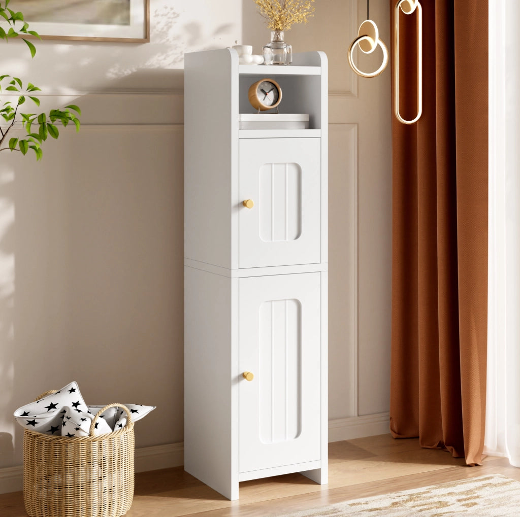 Mobiletto multiuso stretto bianco 20 × 20 × 80 cm con ripiano regolabile