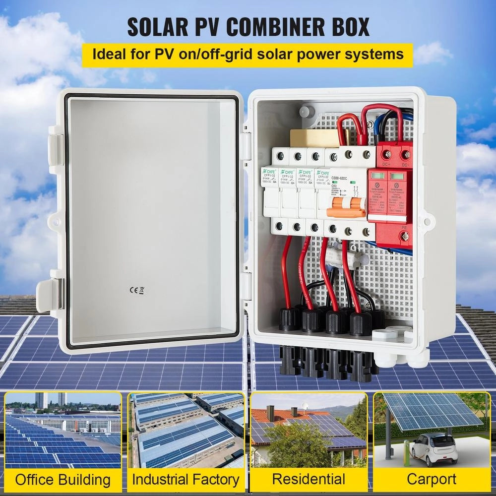 Quadro Combinatore Fotovoltaico 4 Stringhe con Fusibili 15A IP65 in ABS per Sistemi Solari On-Grid e Off-Grid, 17 x 23 x 11 cm, Modello SWHL-4