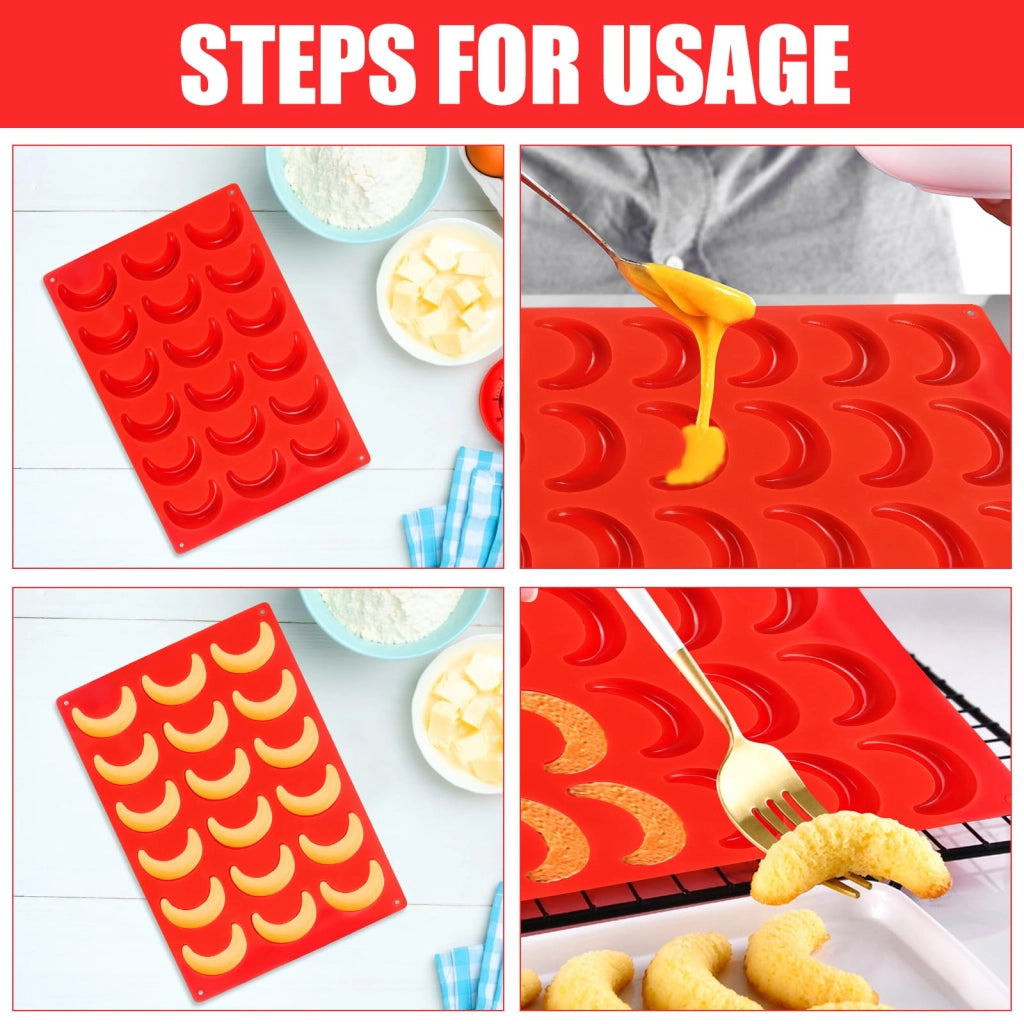 Stampi in silicone per biscotti "Vanillekipferl", 18 stampi, set da 3