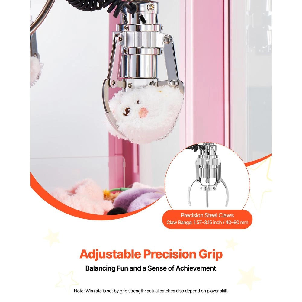 Macchina ad Artiglio S-01 con Luci e Suoni, Artigli Regolabili in Acciaio, Distributore Giocattoli e Caramelle, 30W, 325x490x850 mm