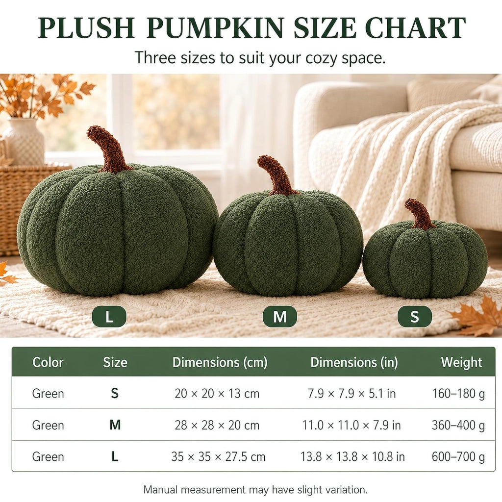 Cuscini a forma di zucca, decorazioni autunnali e di Halloween, verde-marrone, 20 cm