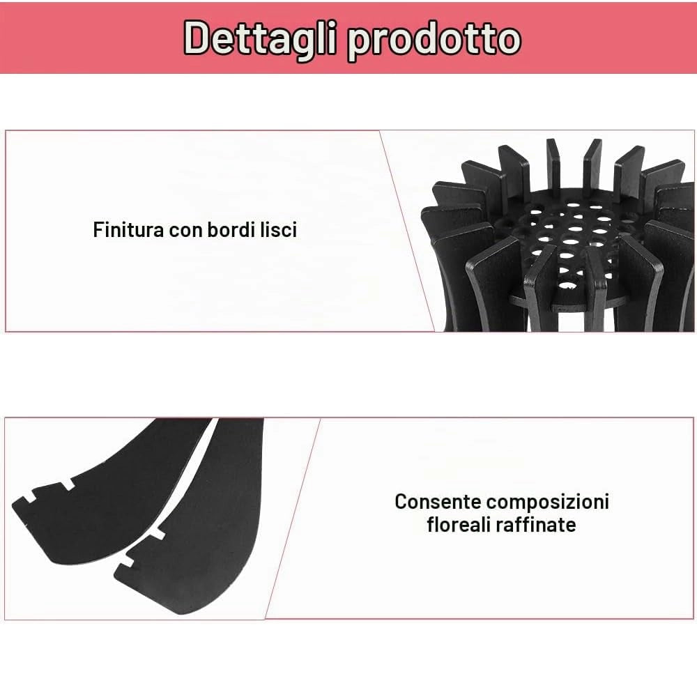 Vaso in legno, dimensioni 20x12 cm, colore nero, ideale per composizioni floreali