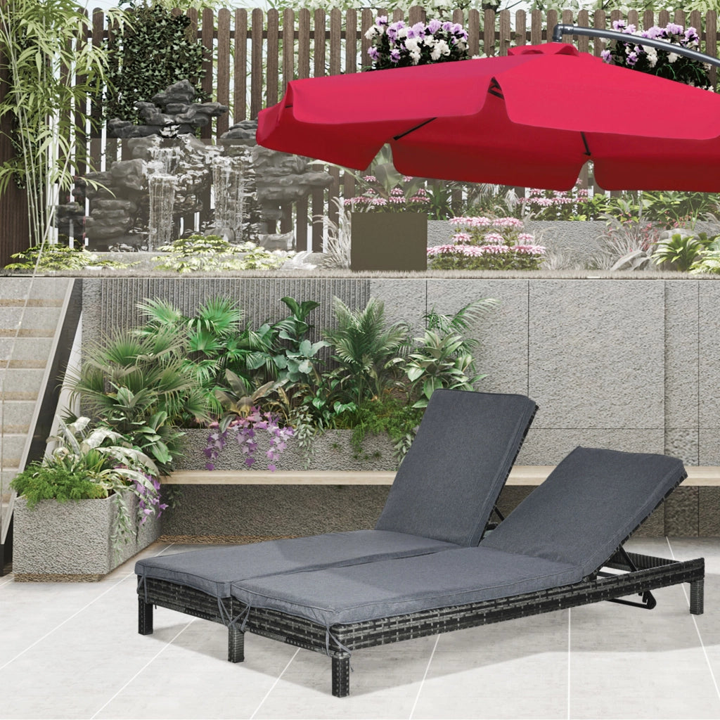 LETTINO prendisole per 2 persone 196x120x28 cm grigio con schienali regolabili