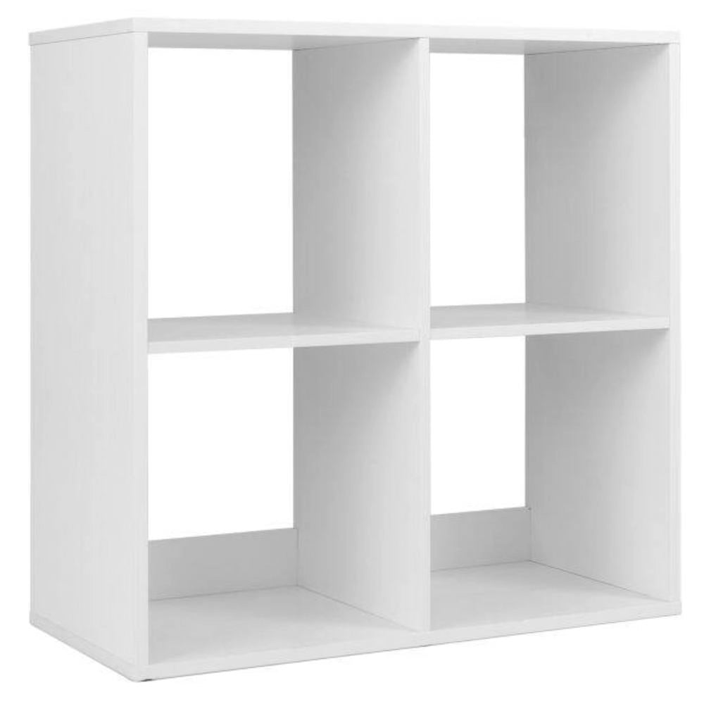 Libreria a 4 Cubi Mobile Scaffale Basso a 2 Ripiani con Kit Antiribaltamento per Casa Salotto e Ufficio Bianco Moderno