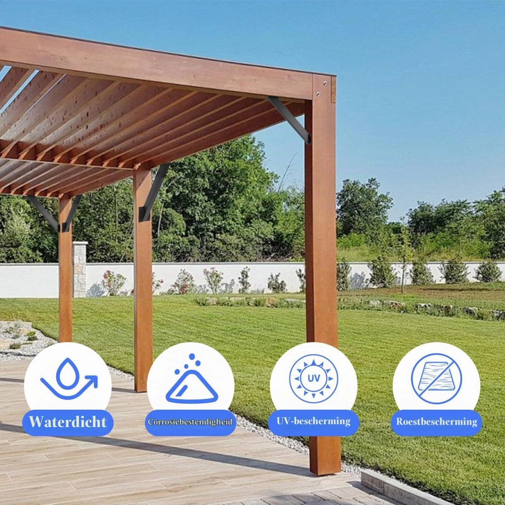 Set di 4 supporti angolari da 45° in metallo per pali in legno, colore nero
