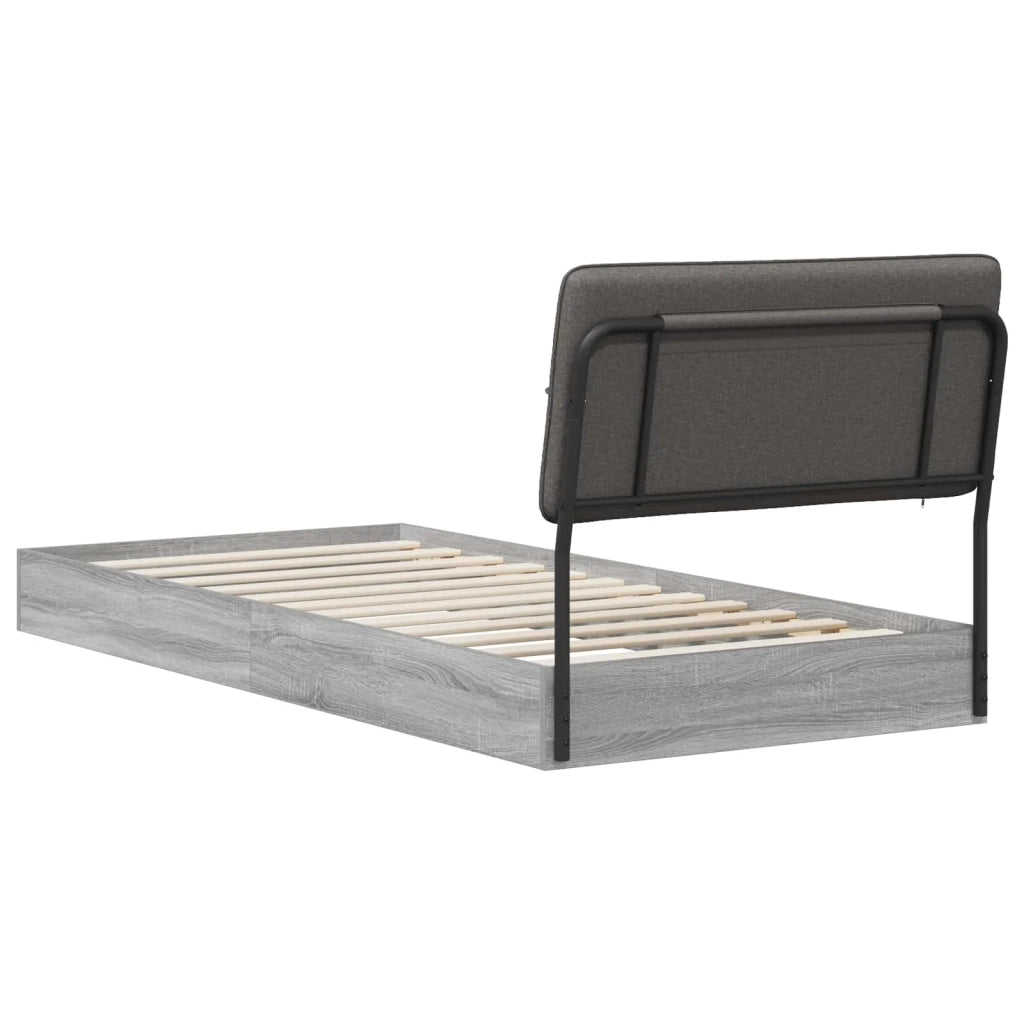 Letto singolo con testiera Grigio Sonoma e grigio scuro 8003154