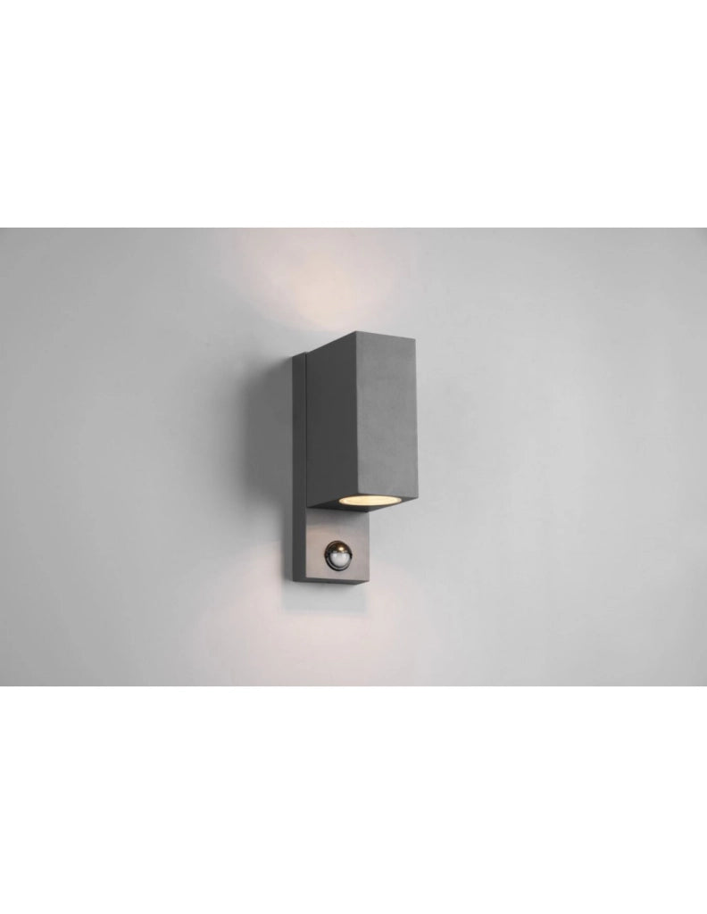 Applique Squadrata Esterno Doppia Emissione Sensore Movimento Roya Antracite IP44 Trio Lighting