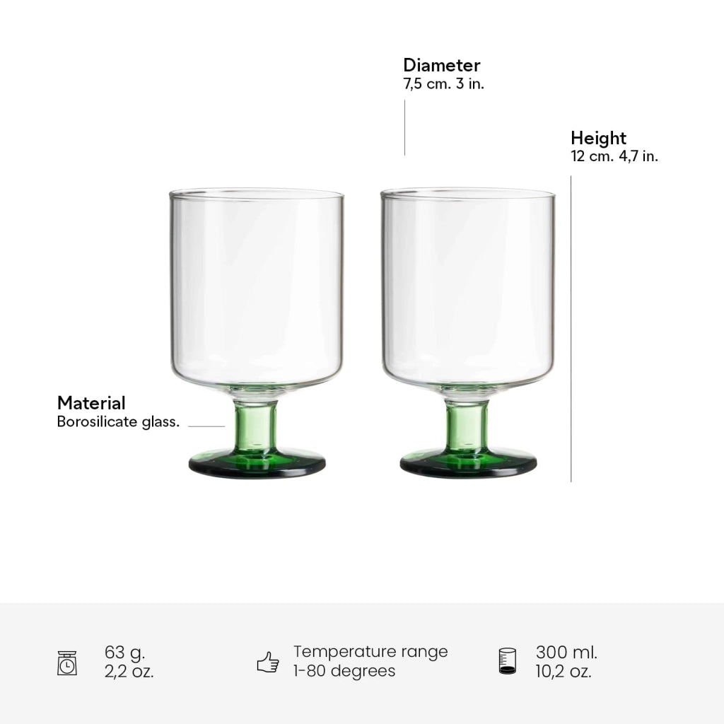 Set di 2 bicchieri da vino, in vetro borosilicato, capacità 300 ml, adatti al lavaggio in lavastoviglie, colore bianco