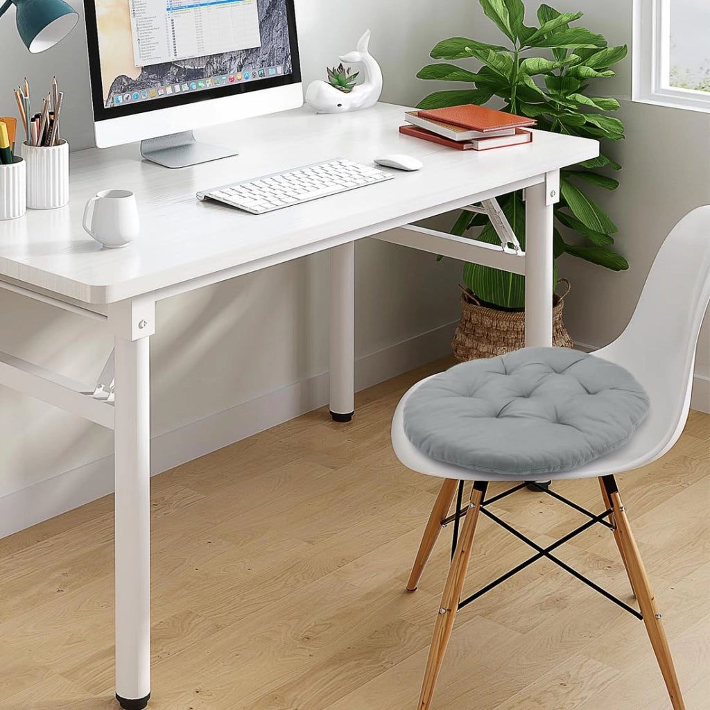 Cuscini da seduta rotondi, diametro 40 cm, set da 4, colore grigio, con lacci di fissaggio
