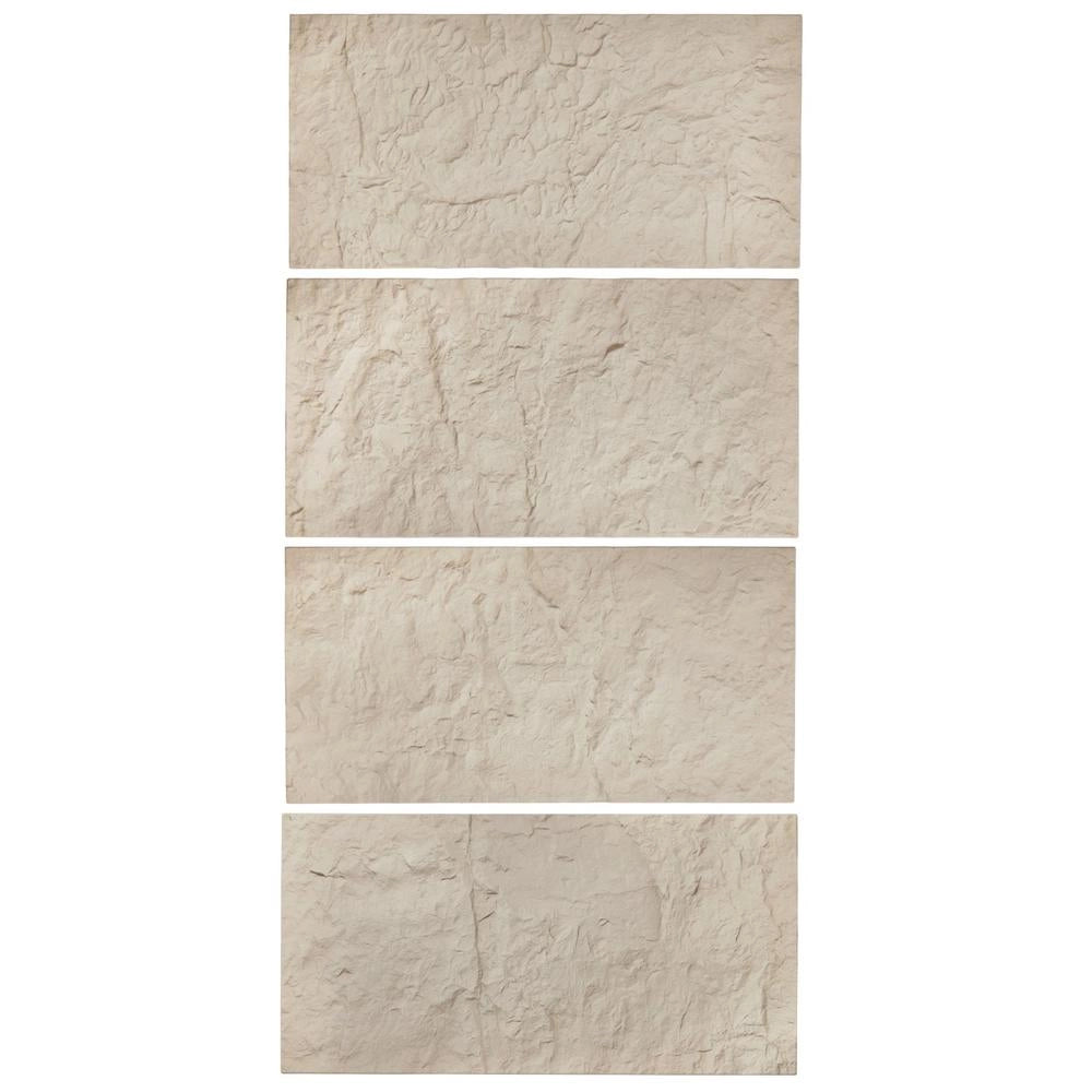 Pannelli da Parete 3D Decorativi in PU Effetto Pietra Naturale Gialla 1200 x 600 x 30 mm, Set 4 Pezzi per Fai da Te e Interni