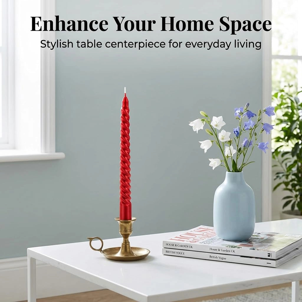 Candele a spirale, colore rosso, set da 4, lunghezza 20 cm, durata di combustione