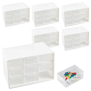 Contenitore con 9 cassetti, set da 6, 18x12x10 cm, bianco