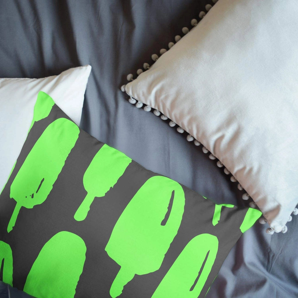 Cuscino decorativo, 45x60 cm, verde neon e effetto sfumato, ideale per divani e letti