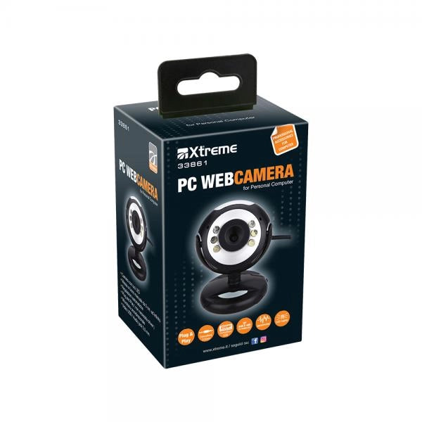 Webcam Hd 640x480 Con Microfonoe Luce Led Usb2.0 Nero Cod.33861