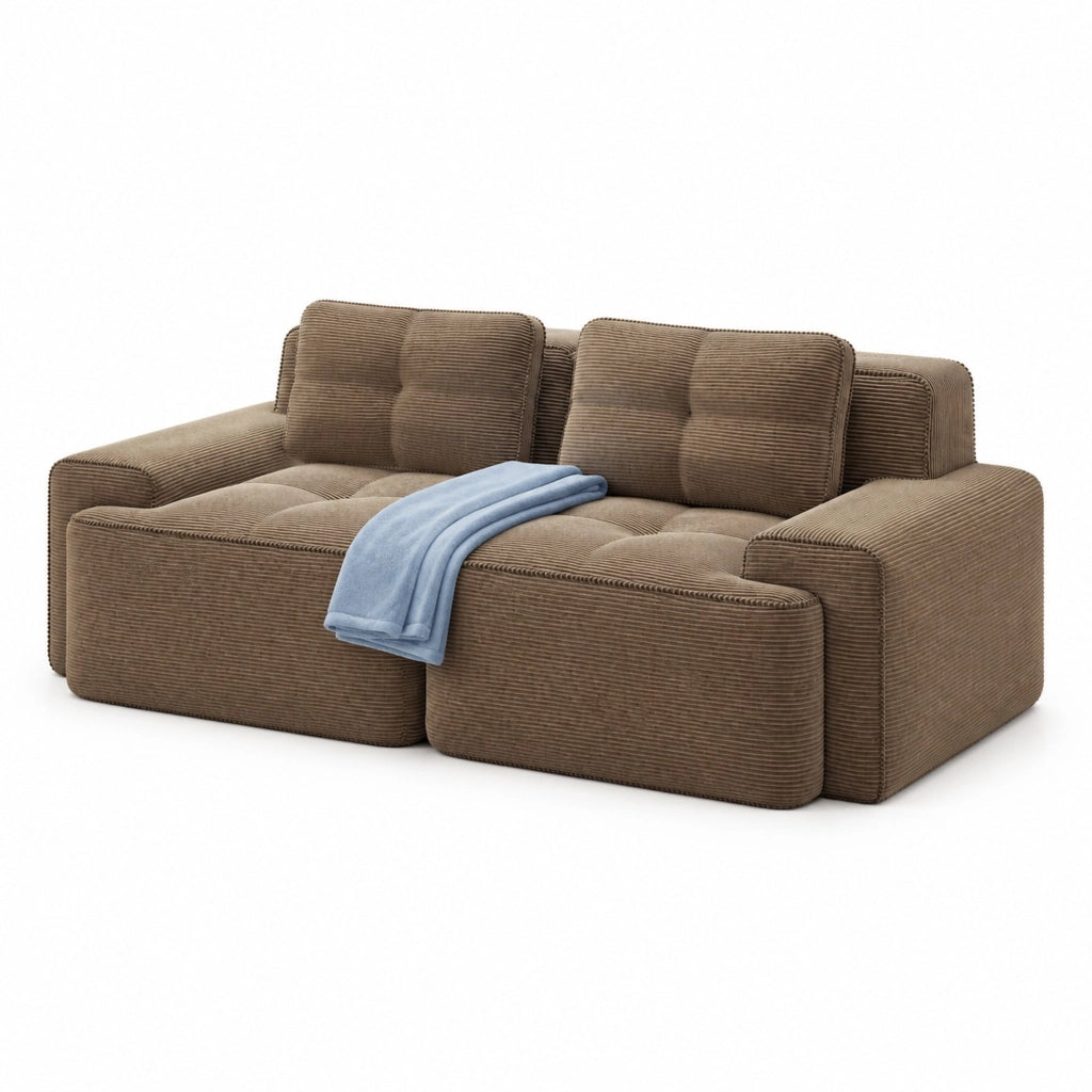 DIVANO Modulare 204x104x69 cm in Velluto a Coste Marrone