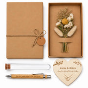 Scatola regalo in legno per matrimonio, con fiori secchi