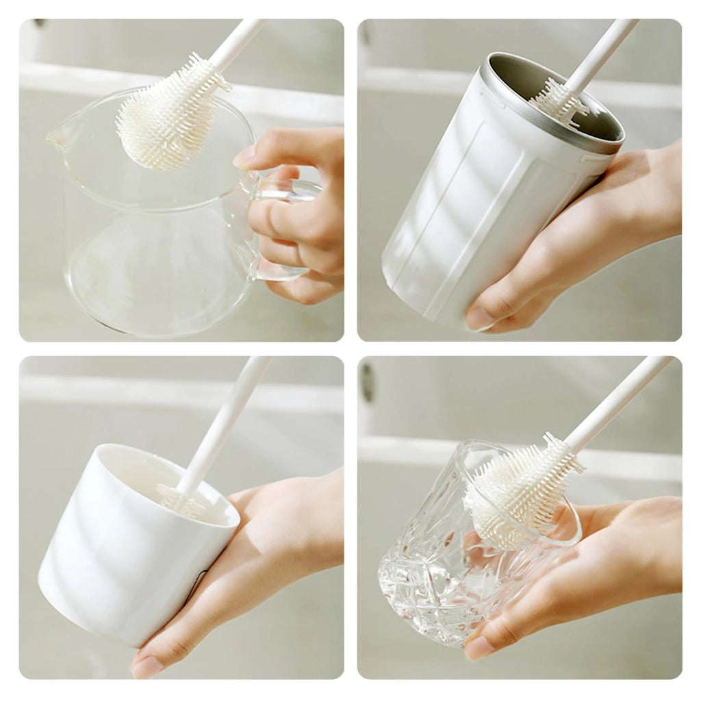 Set di 2 spazzole in silicone per bottiglie, spazzole lunghe per vetri, 32 cm
