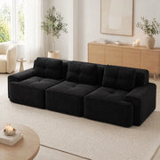 DIVANO Modulare in Velluto a Coste Nero 293x104x69 cm