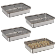 Set di 4 contenitori ermetici in acciaio inossidabile da 800 ml, impilabili e con coperchio