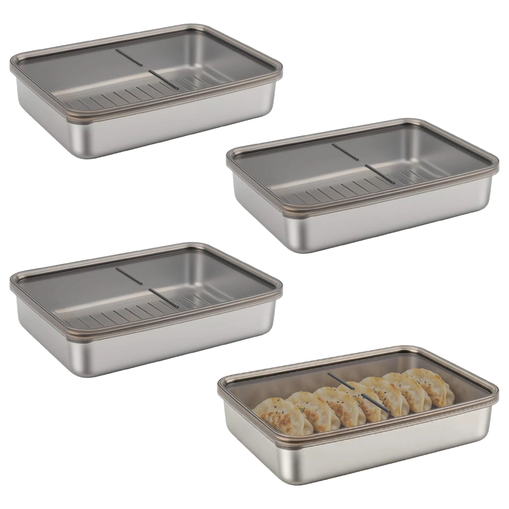 Set di 4 contenitori ermetici in acciaio inossidabile da 800 ml, impilabili e con coperchio