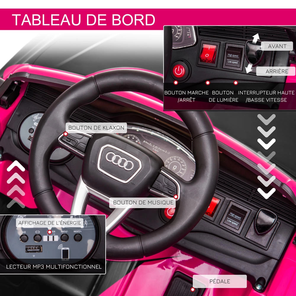 Auto elettrica per bambini con licenza Audi RS Q8, veicolo per bambini con telecomando, USB e Bluetooth, rosa