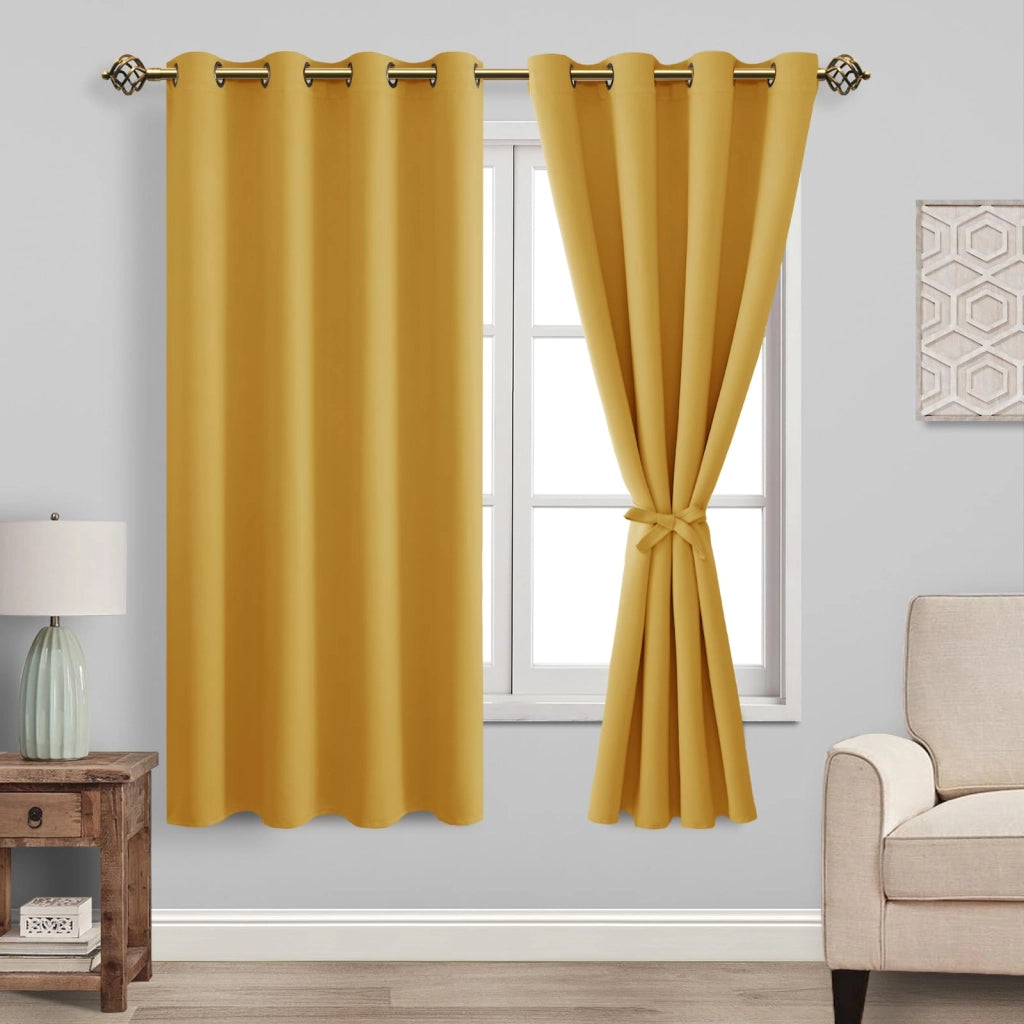 Tende oscuranti con passanti, colore giallo, 2 pezzi, 175x140 cm