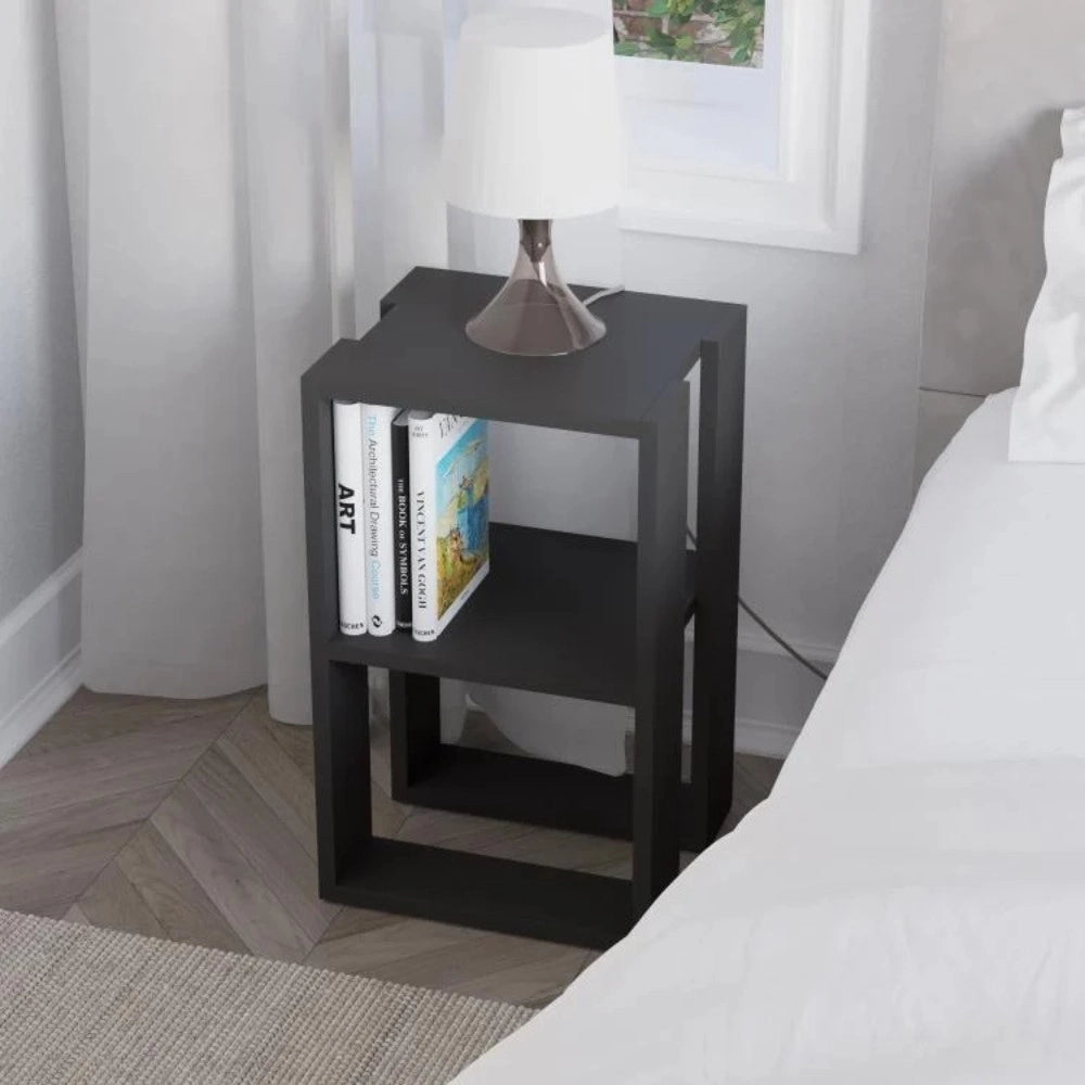 Comodino due ripiani Lonie 34x30x55h colore antracite