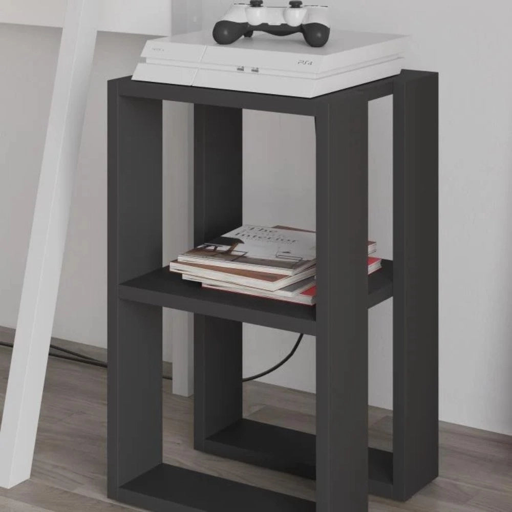 Comodino due ripiani Lonie 34x30x55h colore antracite