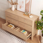 Cassettiera moderna a 6 cassetti effetto rovere, 120 × 40 × 80 cm