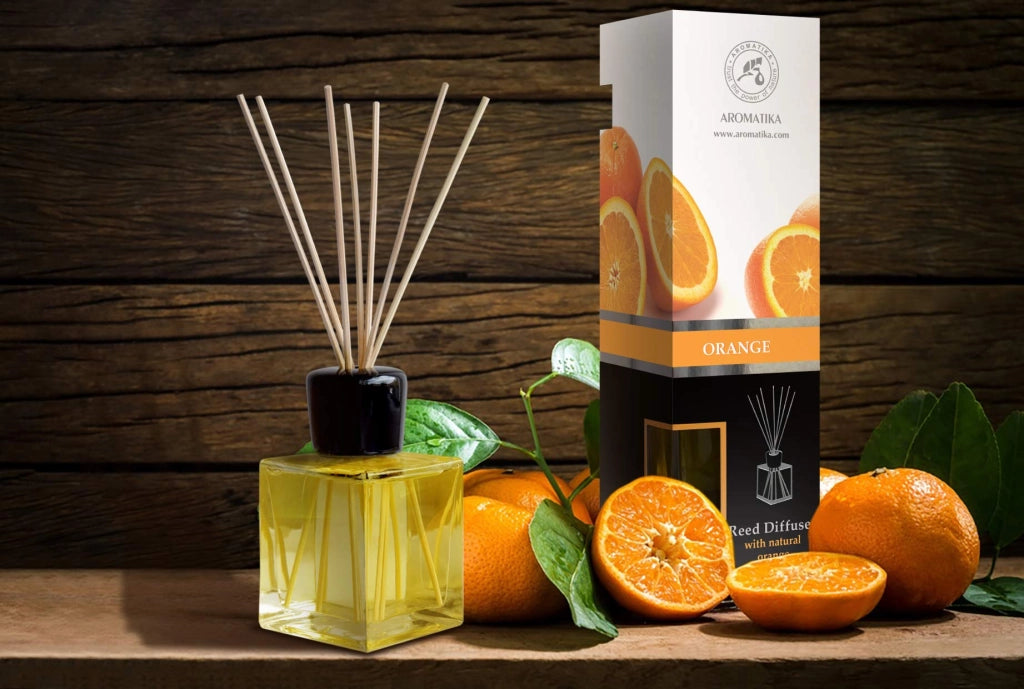 Diffusore di fragranza per ambienti, arancia, 200 ml, con 10 bastoncini di rattan