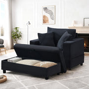 Chaise longue nera con vano contenitore e rivestimento a coste