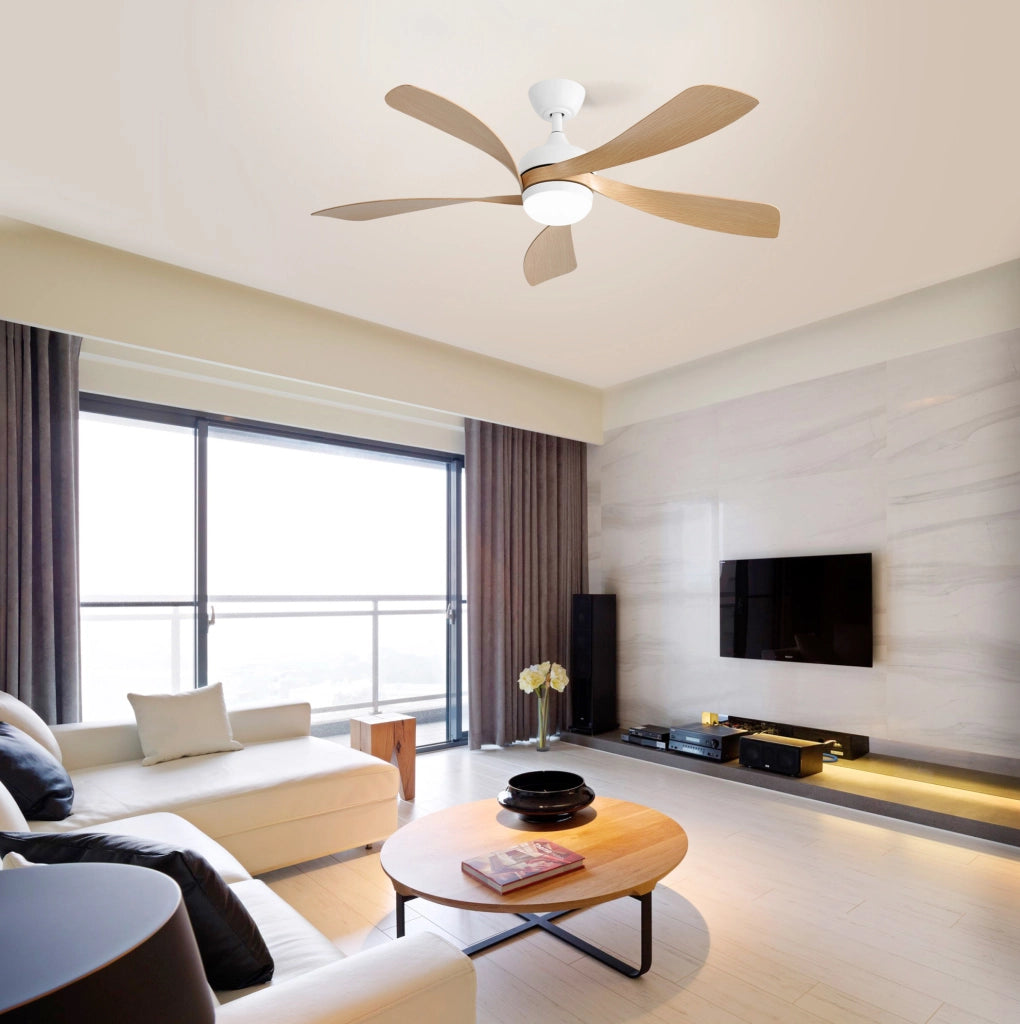 VENTILATORE da soffitto reversibile 132 cm ABS bianco con LED dimmerabile